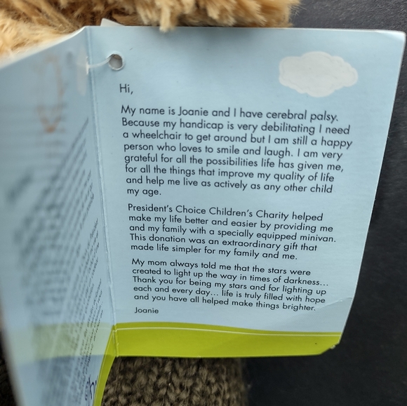 17" Charity Bear by President's Choice wearing a handsome brown cardigan - Picture 5 of 10